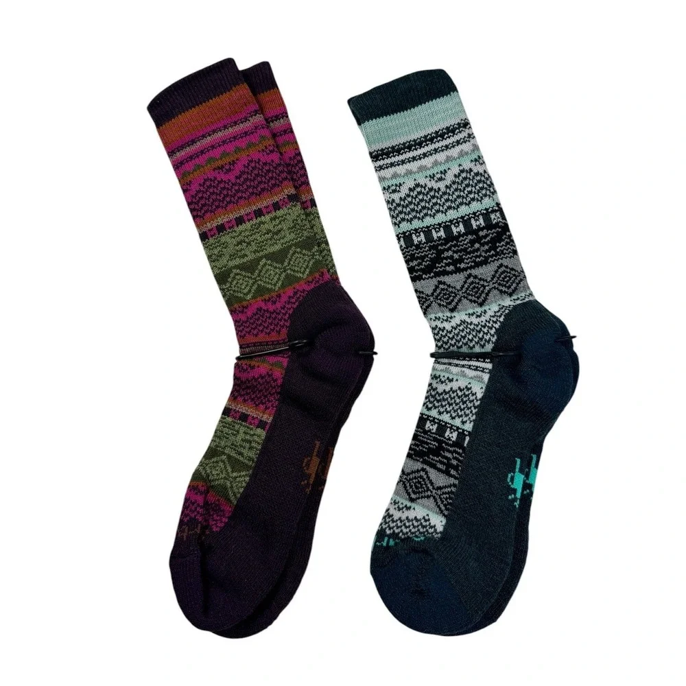 LOT2 Smartwool Womens Dazzling Wonderland Crew Socks 2 Pair Large Wool Blend NEW